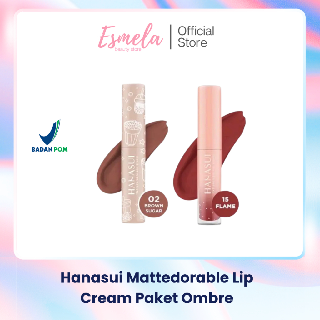 Esmela Beauty - Hanasui Mattedorable Lip Cream Paket Ombre