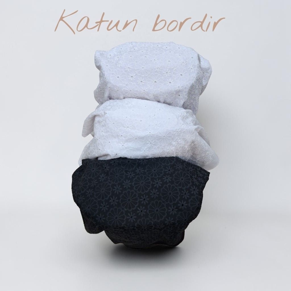 Kain Bordir Lubang Motif Bunga Premium - Bahan Katun Eyelet