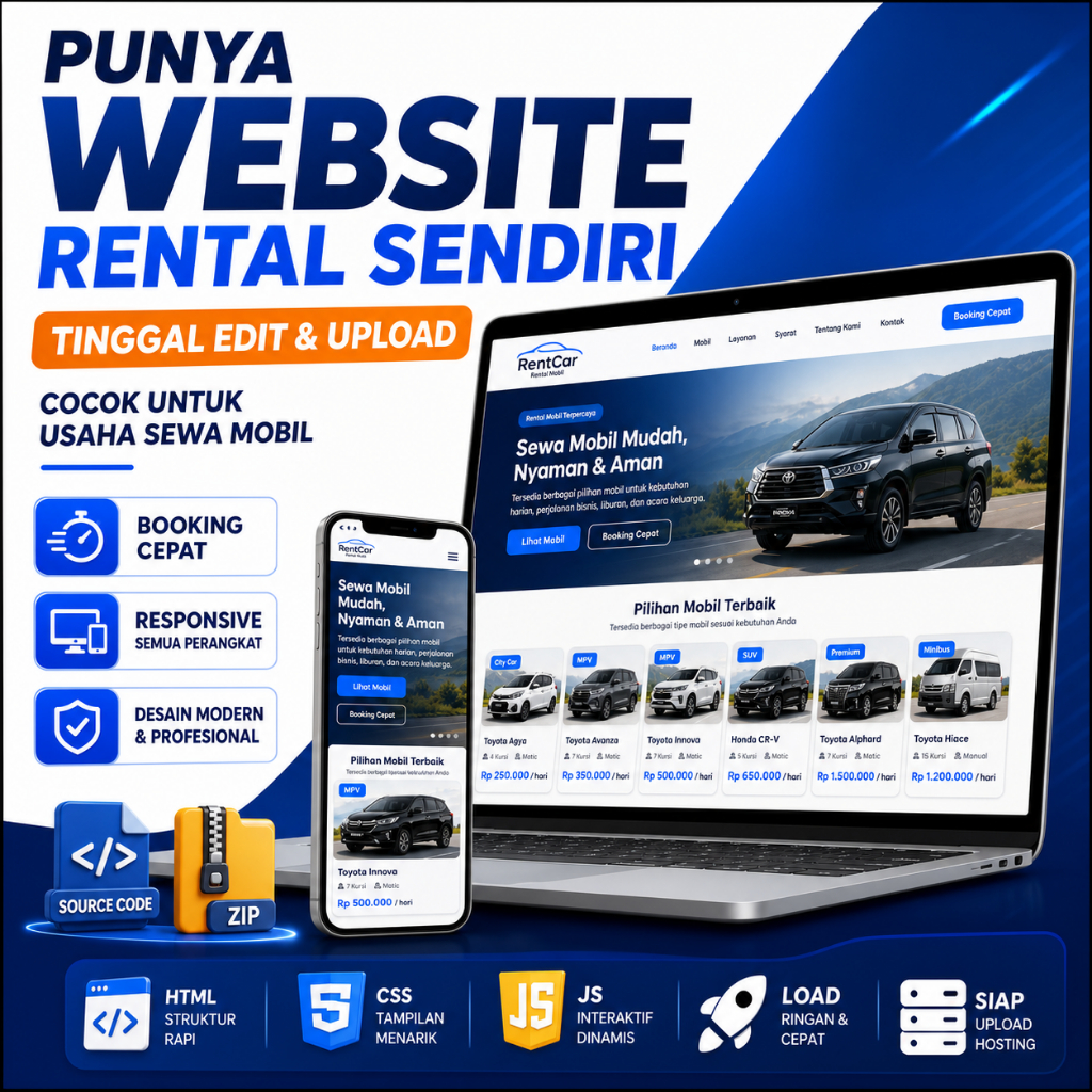 Website Rental Mobil, Free Hosting Website Bisnis Sewa Mobil Profes