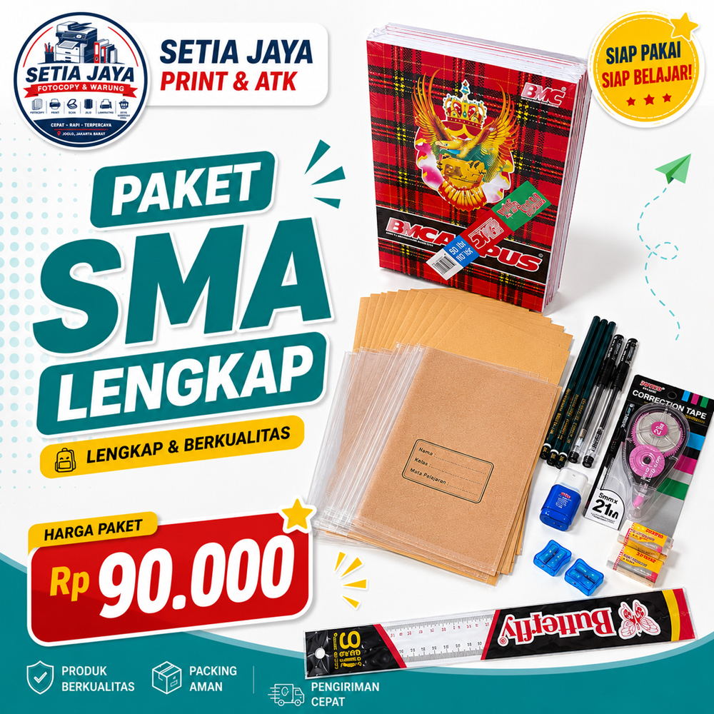 Paket Perlengkapan Sekolah SMA Lengkap | Buku BMCampus + ATK Lengkap | Siap Sekolah