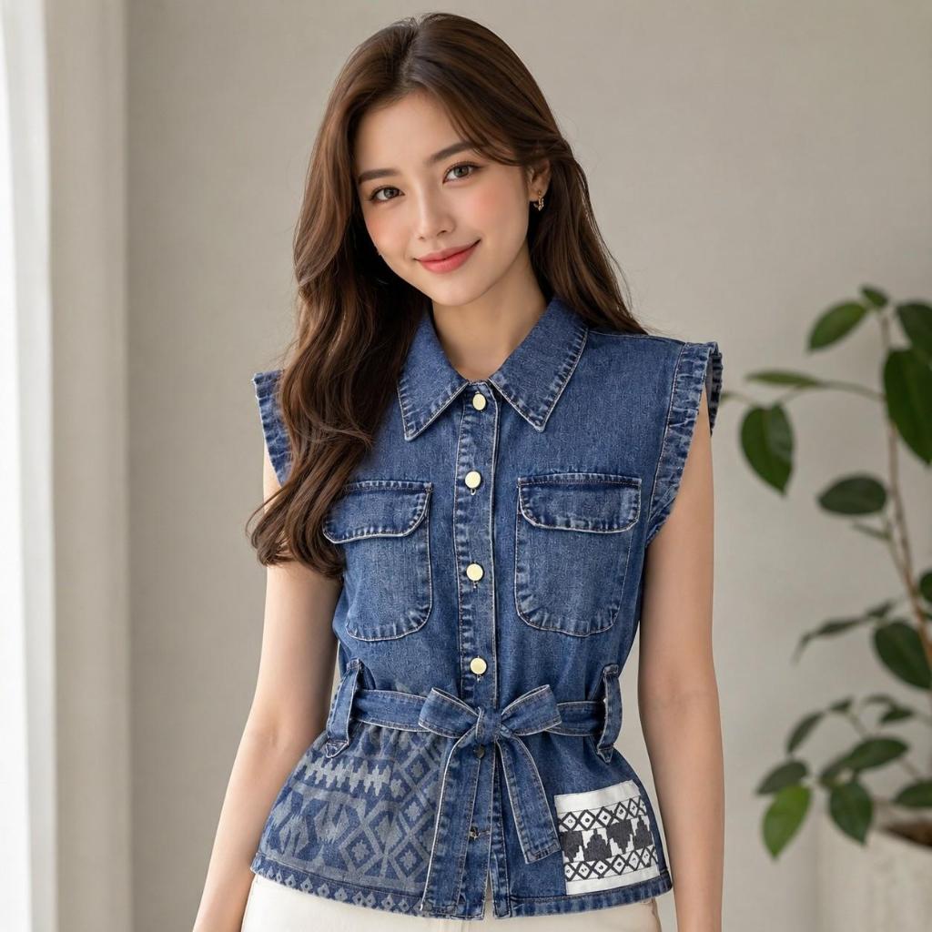 Ethnic Denim Vest, Tapis Lampung