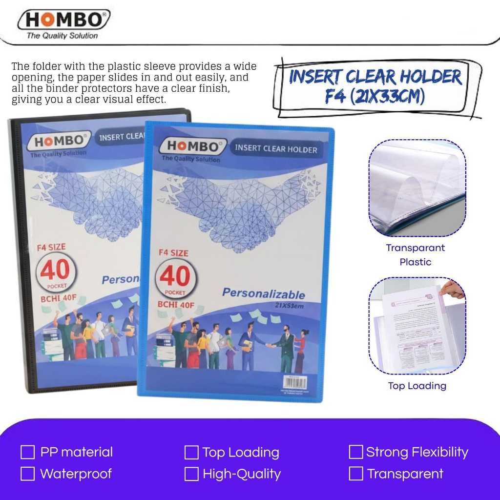 Insert Clear Holder F4 40 Lembar / Map Plastik Pocket / Dokumen Keeper
