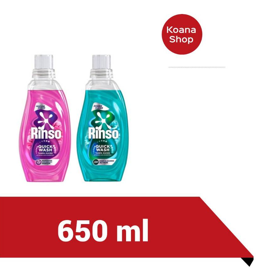 Rinso Quick Wash Deterjen Cair Botol 650 ml