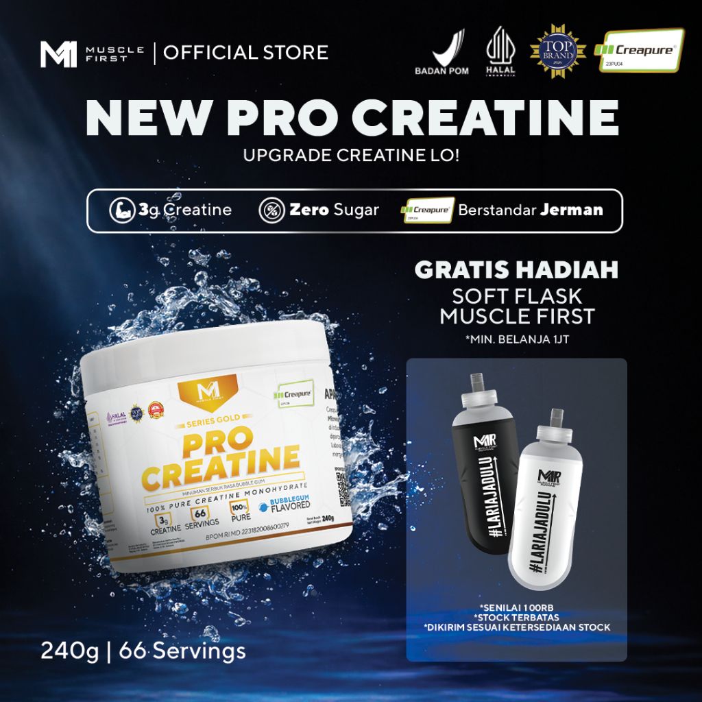 MUSCLE FIRST New Pro Creatine Creapure - Menambah Massa Otot Suplemen Fitness