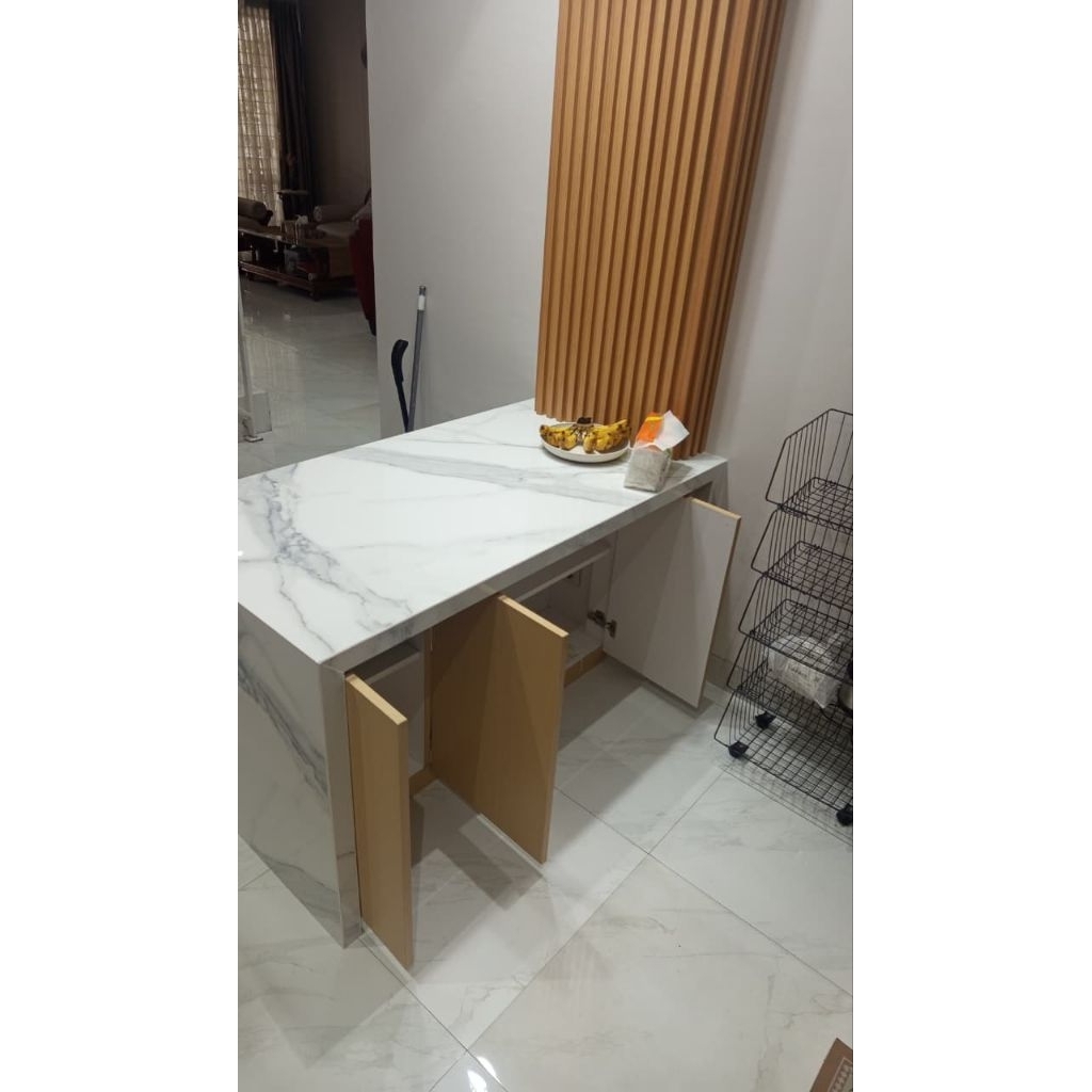 Meja Island Kitchen Set Custom Minimalis Modern | Kitchen Island Multifungsi | Meja Dapur HPL | Isla