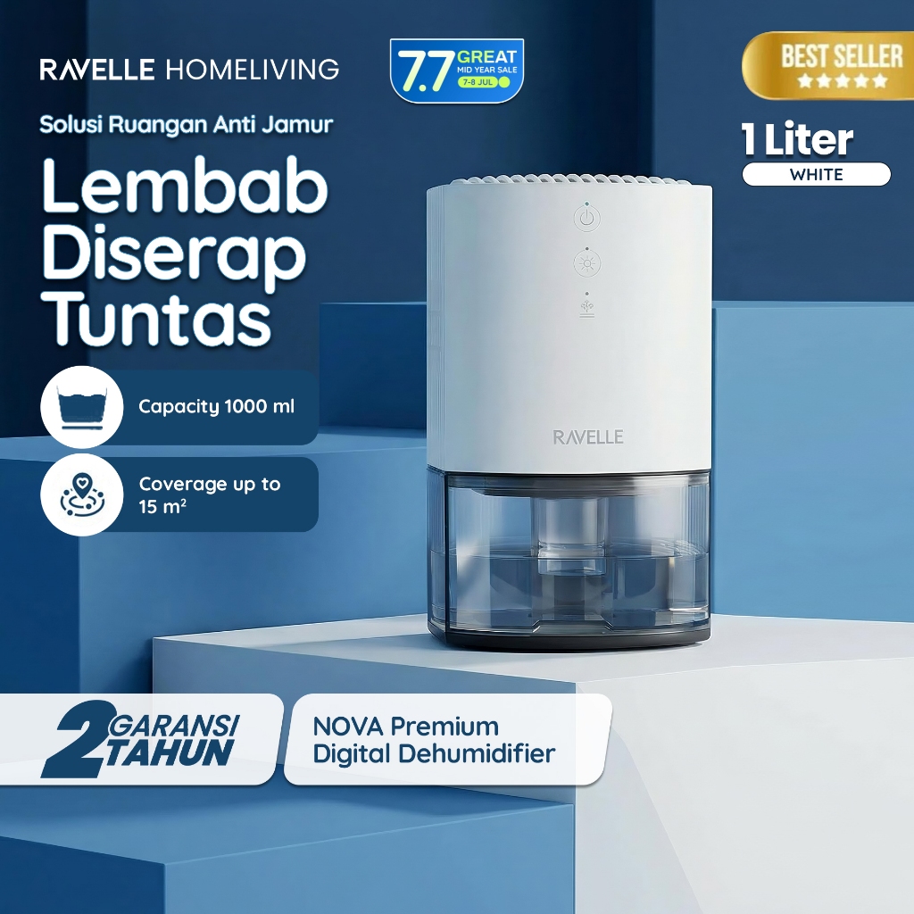 Ravelle Dehumidifier Nova Digital  Premium 1L - Serap Air Penyerap Kelembapan Udara