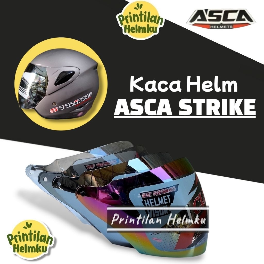 PRINTILANHELMKU Kaca Helm ASCA STRIKE Visor Helmet Asca Strike Pelangi Silver Bening Hitam