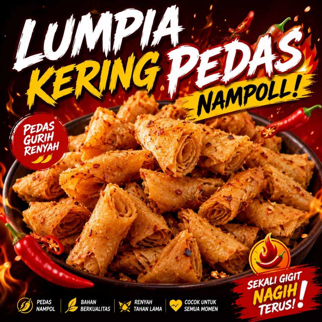 Lumpia Kering Kriuk Kriuk Maknyos 50 Gr Gurih nikmat Pedas Nampol