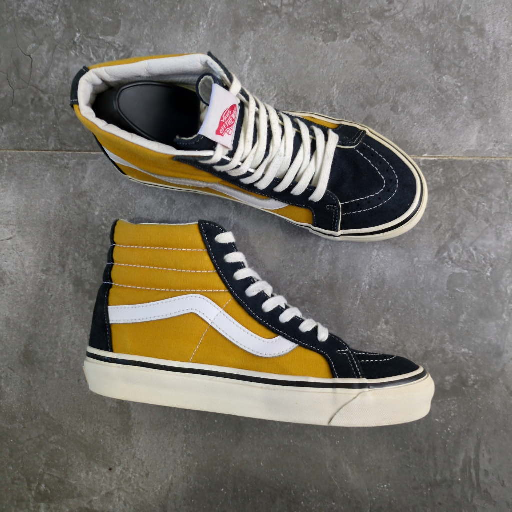 ( Size 39 / 25 cm ) Vans Sk8 Hi 38 DX Anaheim Factory OG Navy Yellow Original