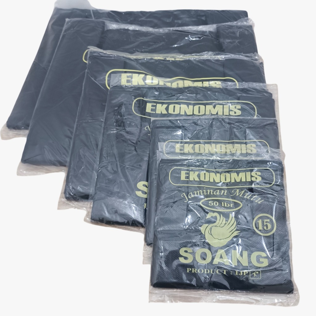 {PROMO HARI INI} Soang Ekonomis Hitam Kantong Plastik Kresek Hitam Embos Murah Meriah Premium Serbag