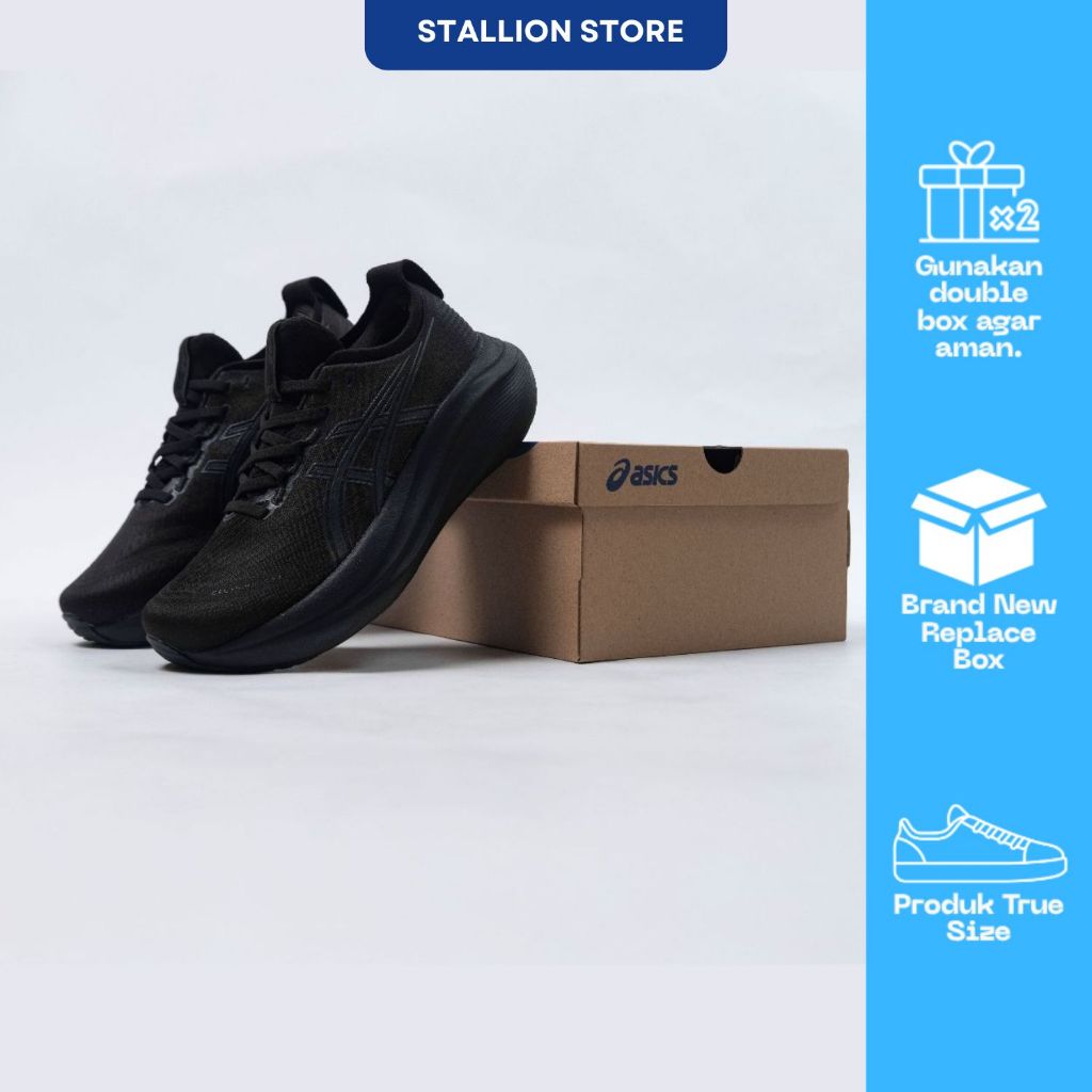SEPATU LARI / RUNNING RUNNING ASICS GEL NIMBUS 27 - FULL BLACK