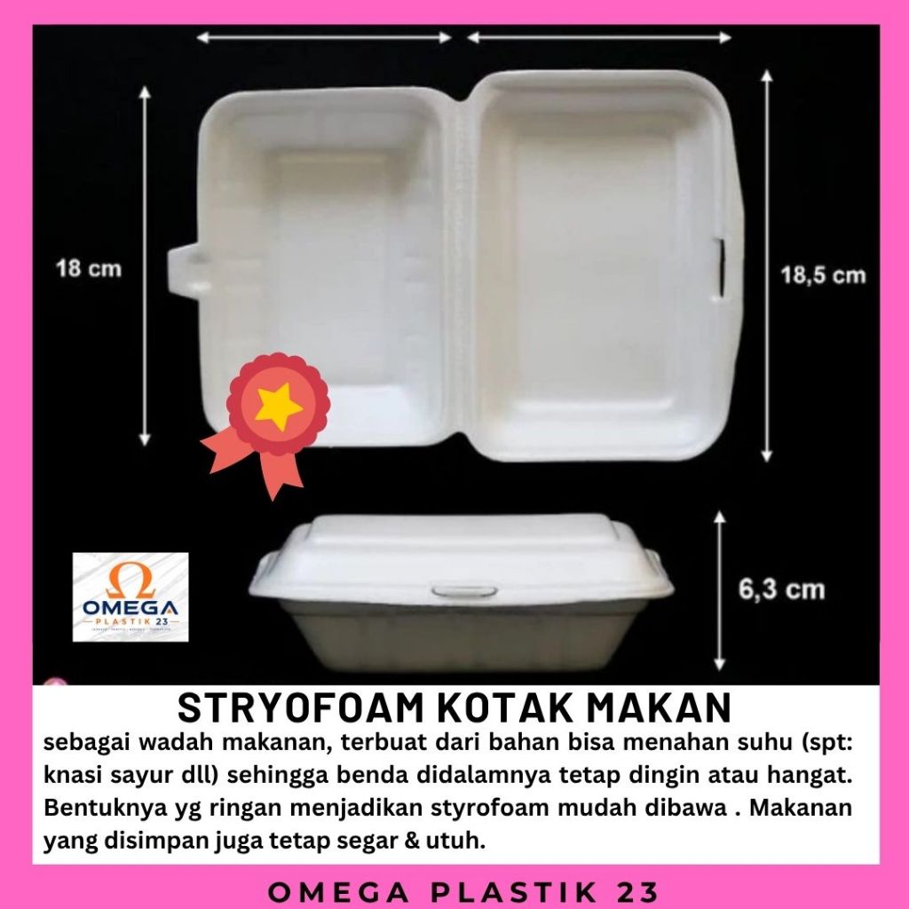 Styrofoam Kotak Makan Kecil 13.5x18.5