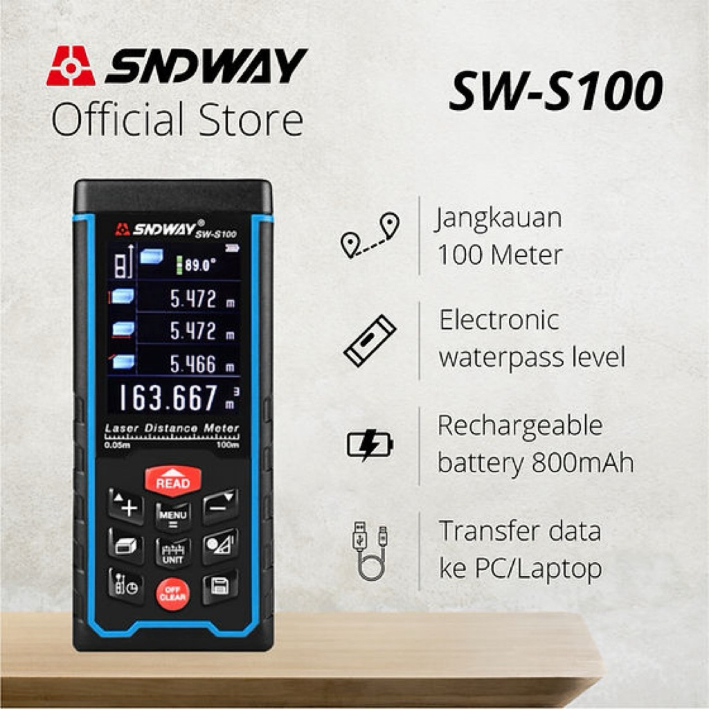 Meteran Laser Digital SNDWAY SW-S100