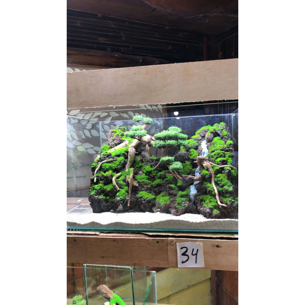 aquascape tema waerpall lilin   fullset siap pandang