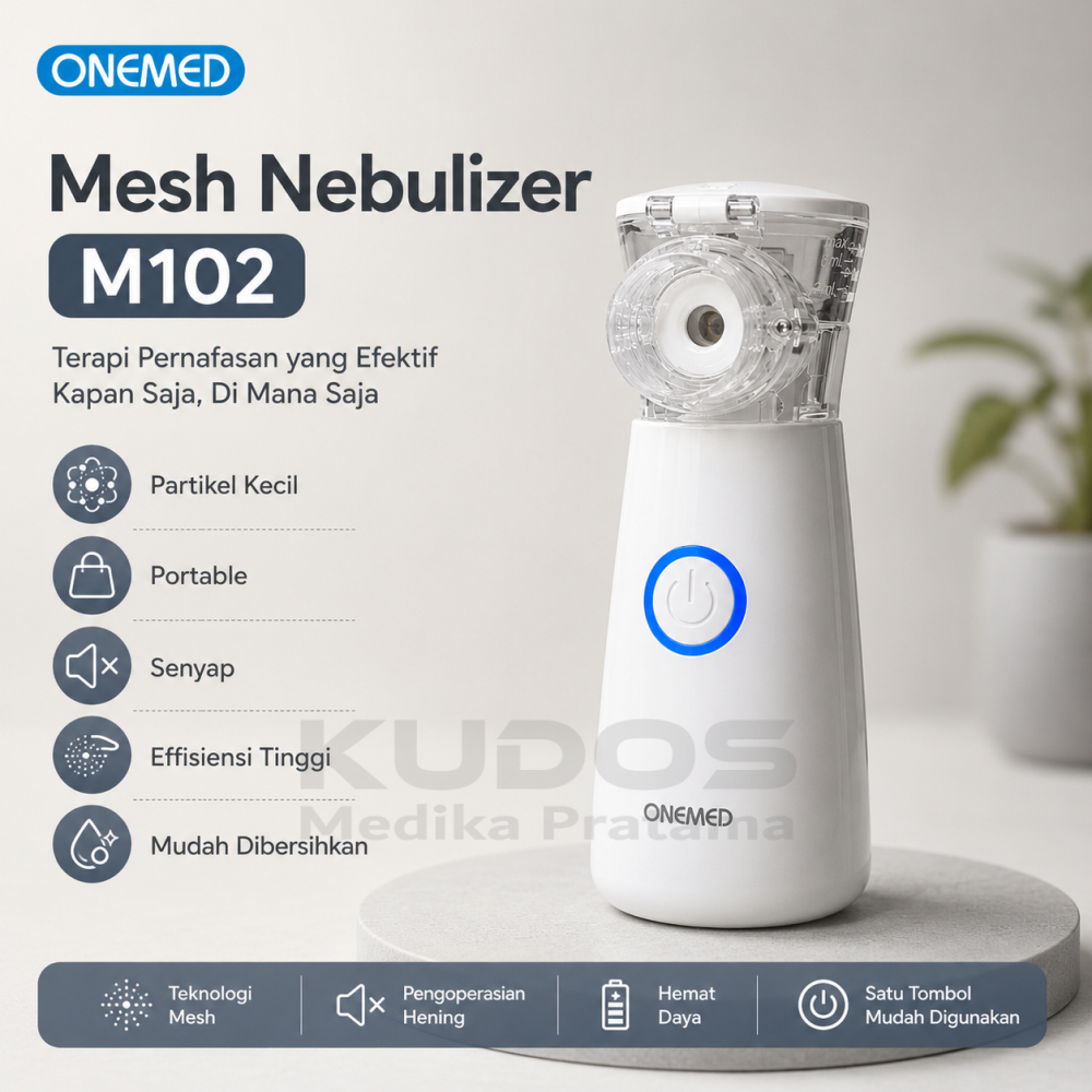 Onemed 102 M102 - Mesh Nebulizer Inhaler Portabel - Alat Terapi Uap Pernapasan Napas Nafas Asma Mini