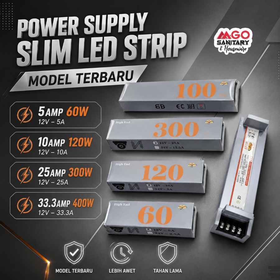 LED POWER SUPPLY / DRIVER STRIP LED / TRAFO LAMPU LED 5A - 40A