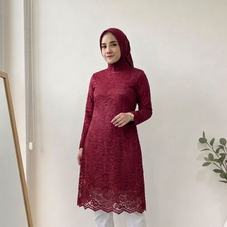 Atasan Kebaya Tunik Brokat Premium - Atasan Kebaya Kurung Brokat - Kebaya Pesta - Kebaya Wanita Mode