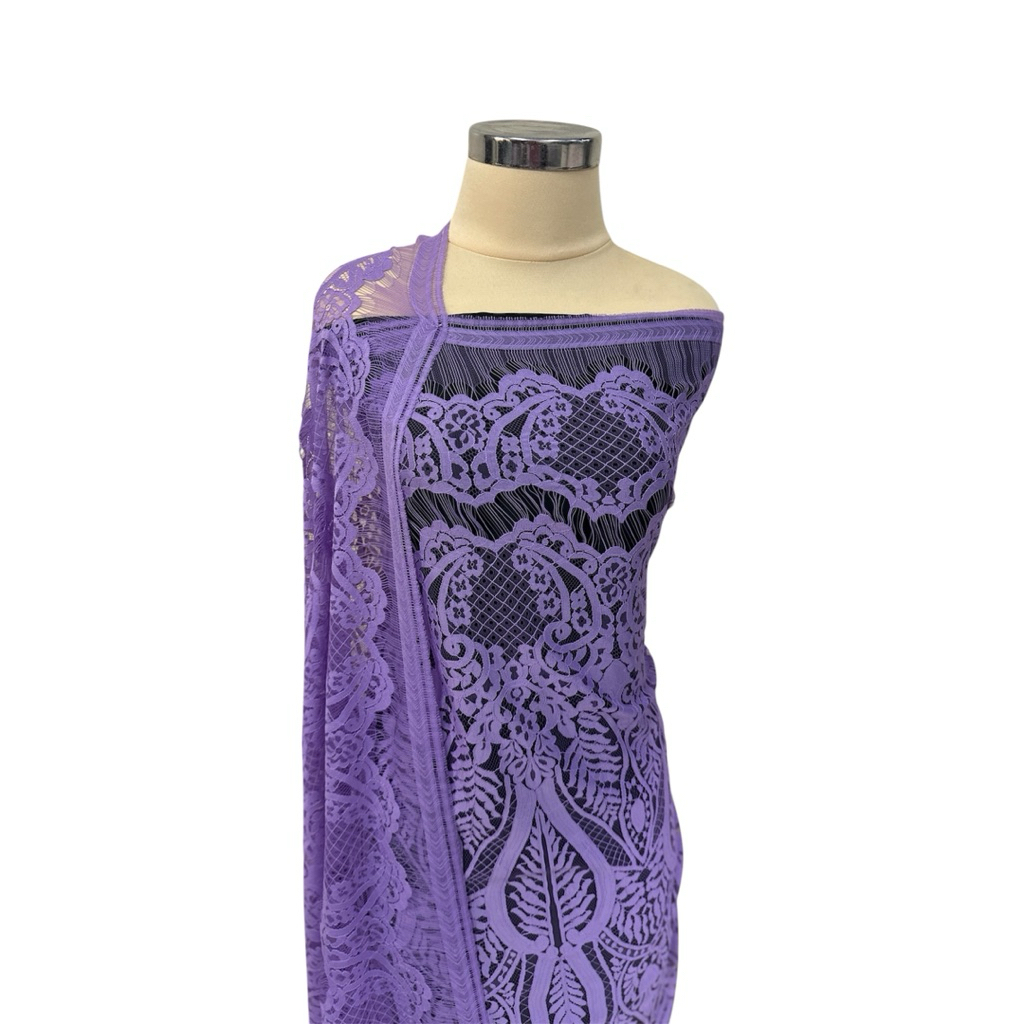 bahan kain kebaya katun doff semi perancis lilac lavender ungu purple