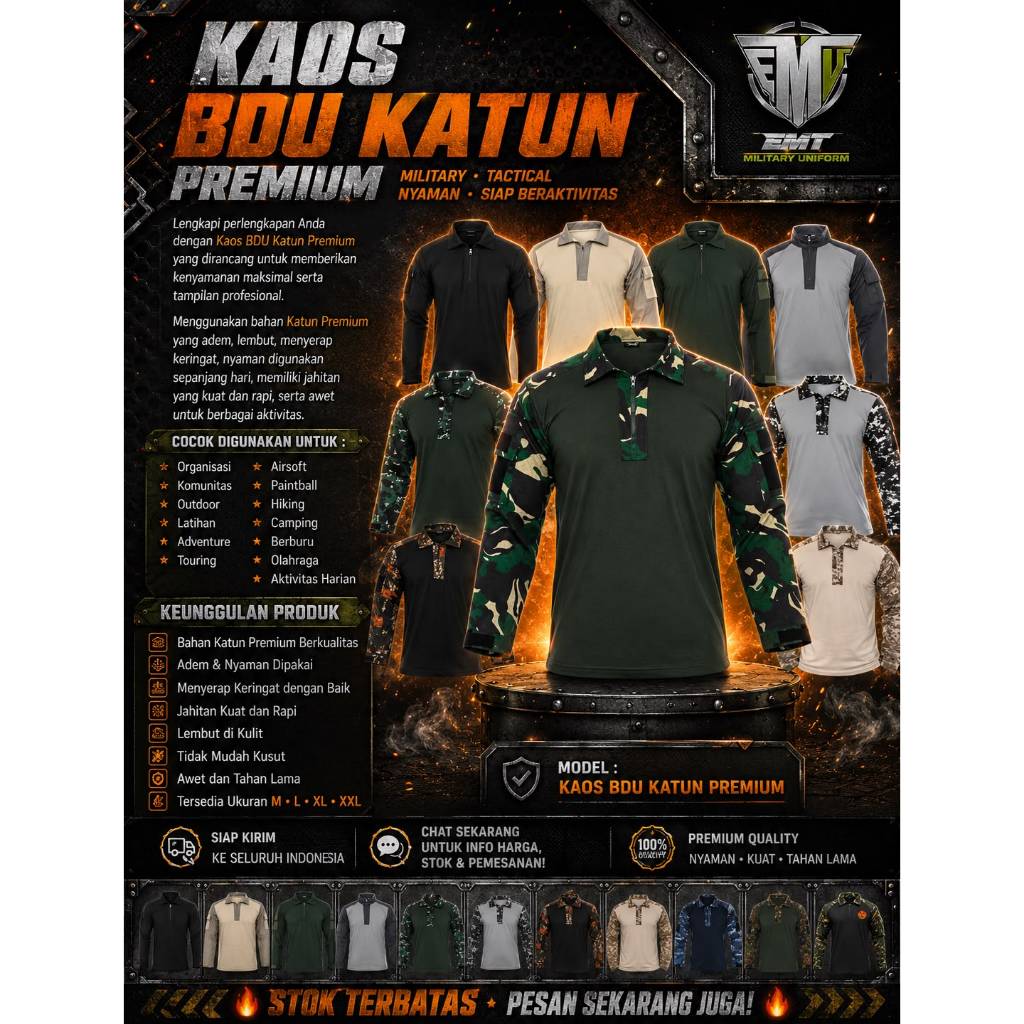KAOS BDU TACTICAL MALVINAS KAOS BDU TACTICAL POLOS KAOS BDU TACTICAL LORENG KAOS TACTICAL KATUN