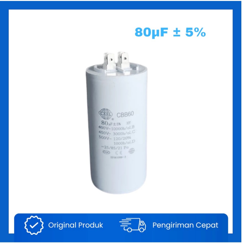 Kapasitor CBB60 Capacitor Motor 80 uf