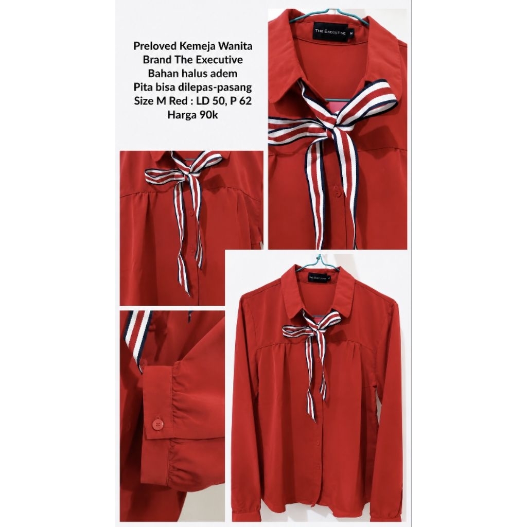 Kemeja The Executive Merah Red Pita Wanita Original