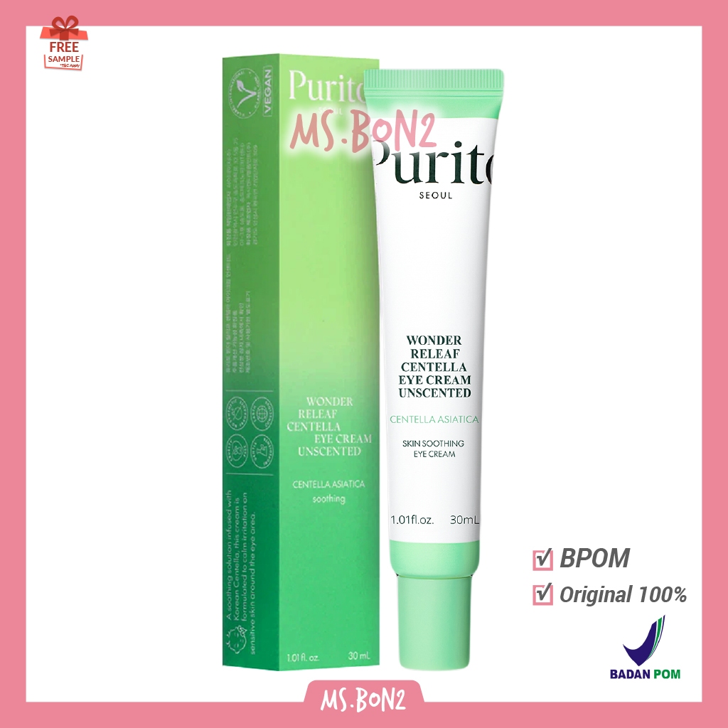 BPOM PURITO Wonder Releaf Centella Eye Cream Unscented 30ml / Sample Sachet Travel Trial Lifting Fir