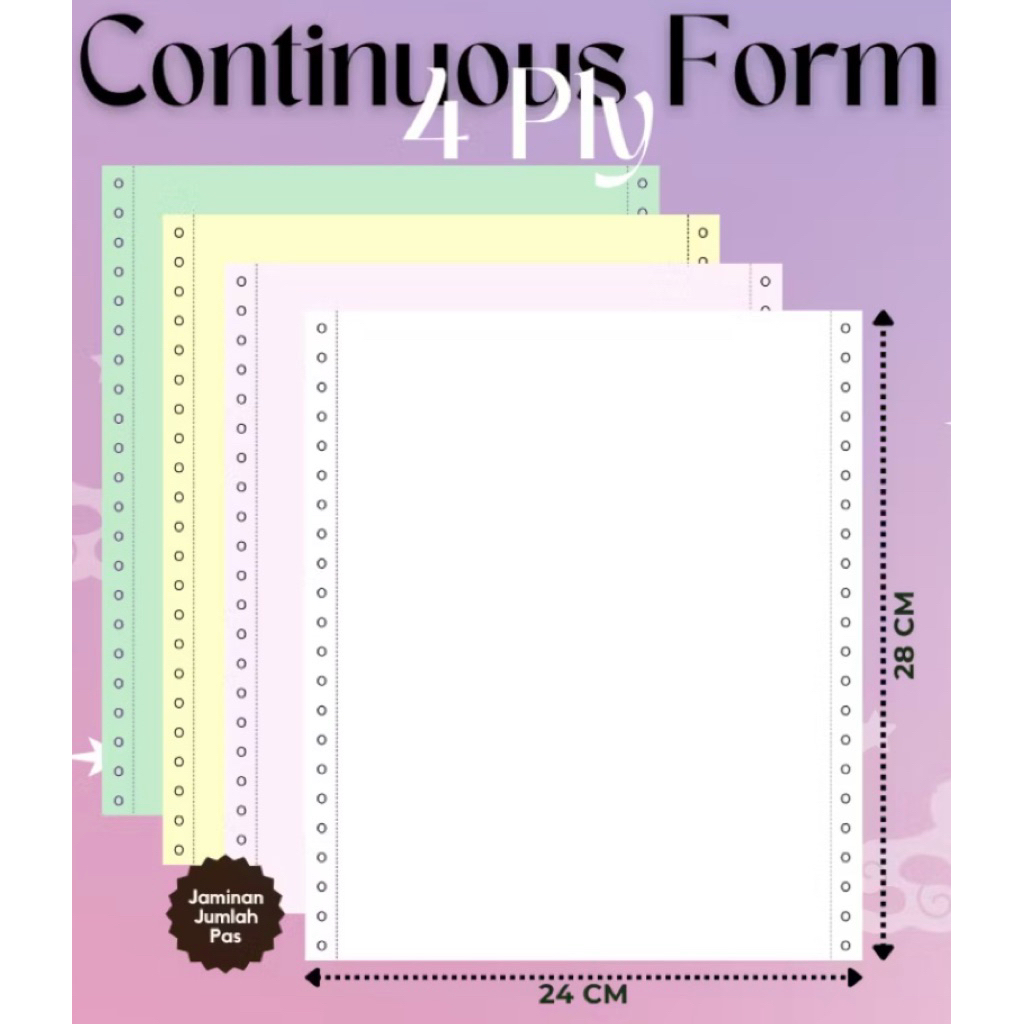 KERTAS CONTINUOUS FORM A4 FULL TANPA DIBAGI (4 PLY)