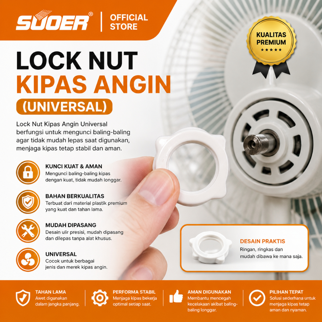 SUOER Lock Nut Kipas Angin (Universal)