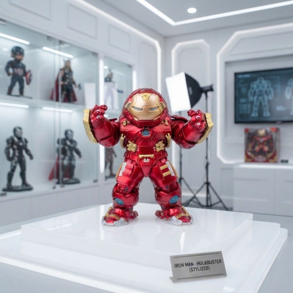 Statue Action Figure Iron Man Hulkbuster Egg Attack Recast with LED Design 25cm