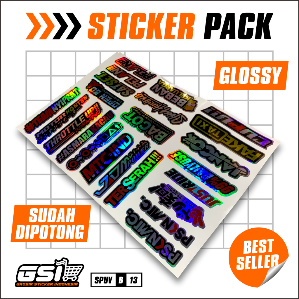 Stiker Pack Hologram Vinyl Kata Kata Viral Terbaru Stiker Sponsor Pack Racing Motor Helm - SPUV