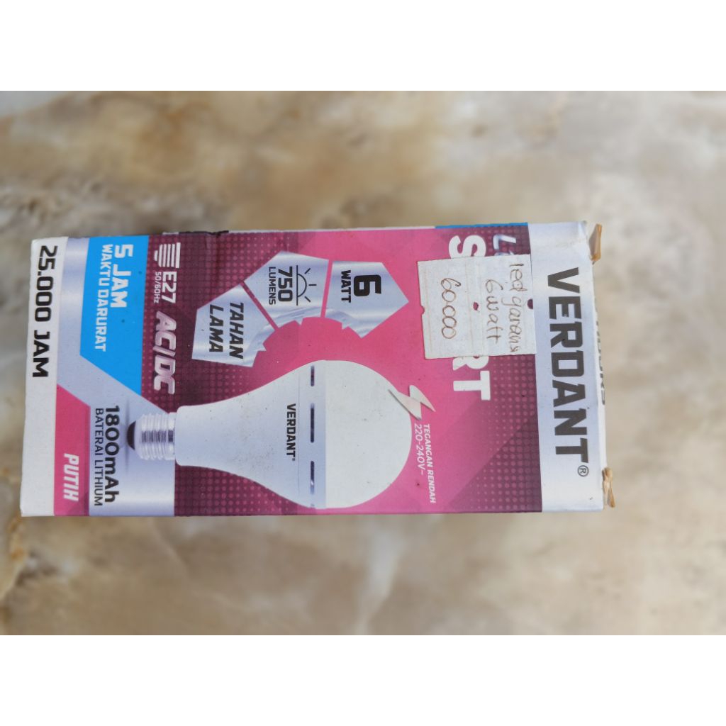 lampu emergency verdant 6 dan 8 watt