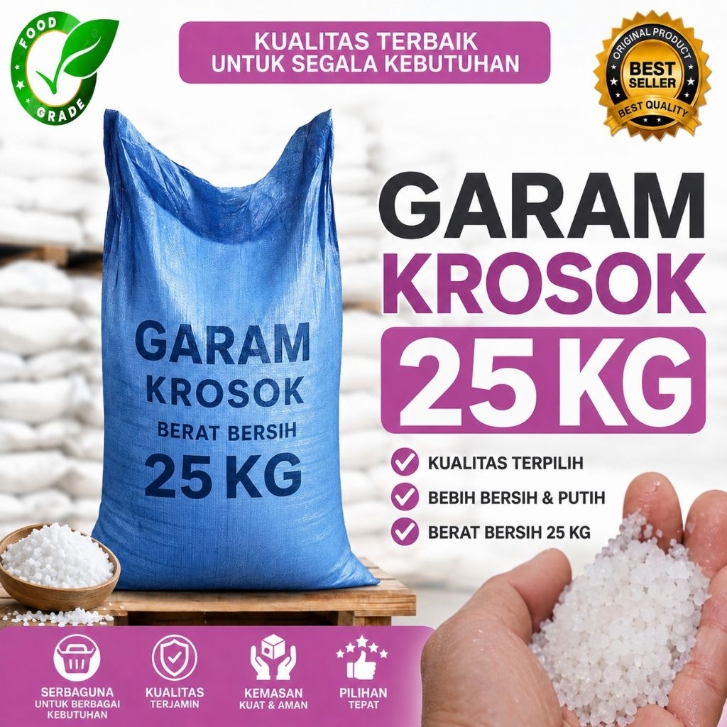 Garam Krosok - Garam Kasar Putih Bersih Isi 25 KG