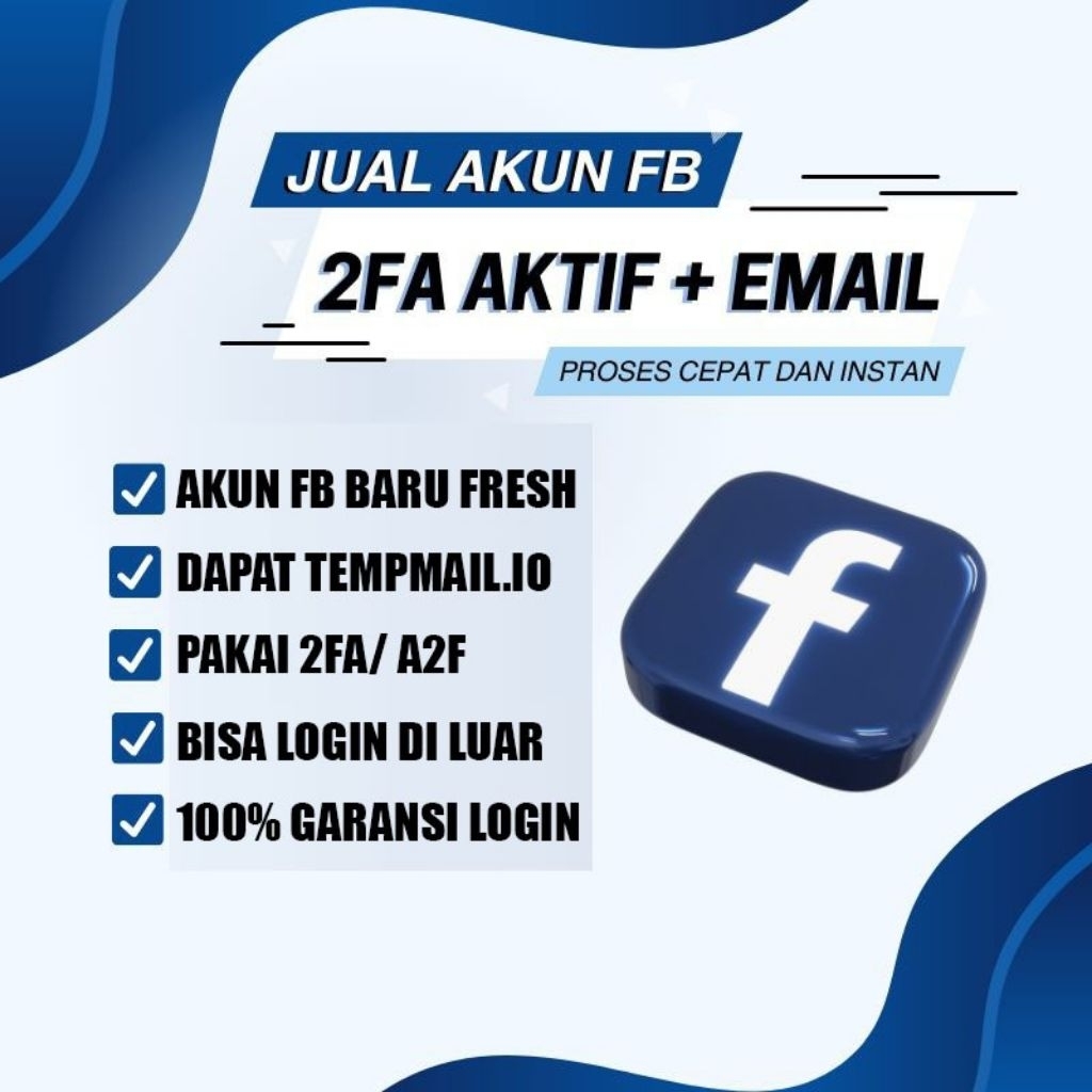 Akun FACEBOOK fress A2f on+akses temp mail.