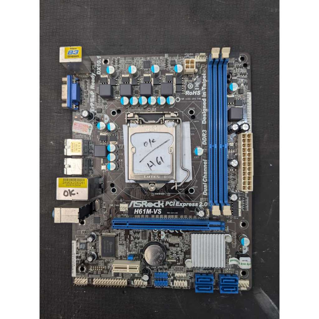 mobo asrock h61 socket 1155 (asrock H61M-VS) normal, tanpa backpanel