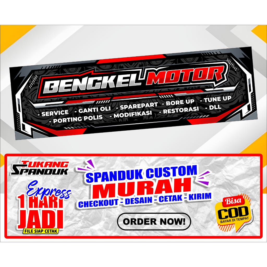 COD Banner BENGKEL MOTOR, SPANDUK BENGKEL MOTOR / BENGKEL, SPANDUK BENGKEL
