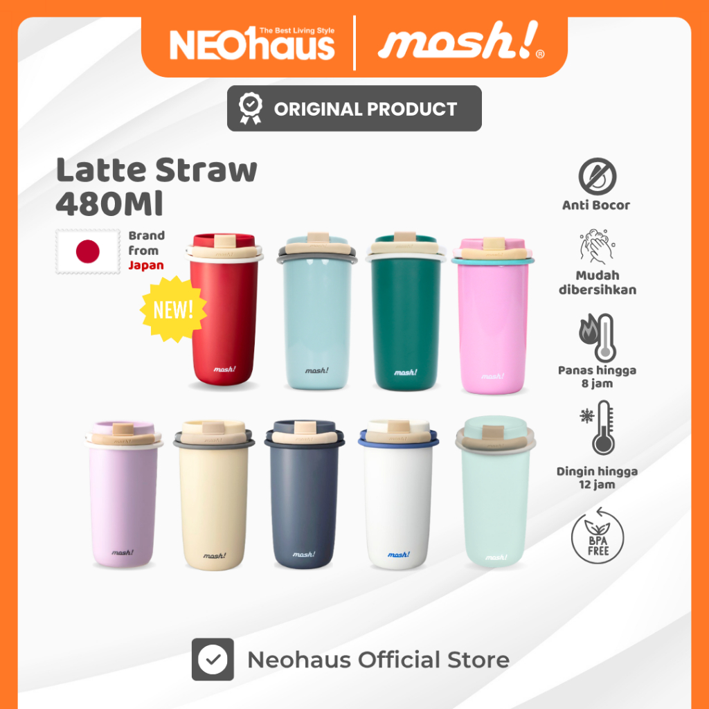 MOSH LATTE STRAW 480ml - Tumbler Mosh Tahan Panas dan Dingin