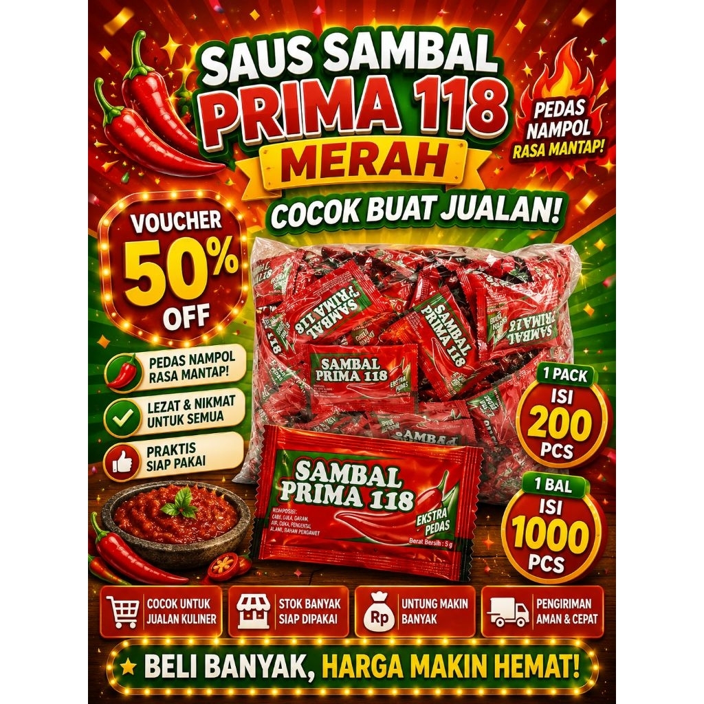 SAUS SAMBAL PRIMA 118 MERAH SAUS KENTAKI SAUS FRIEDCHICKEN. SAUS JUALAN. SAUS PEDAS MANIS.