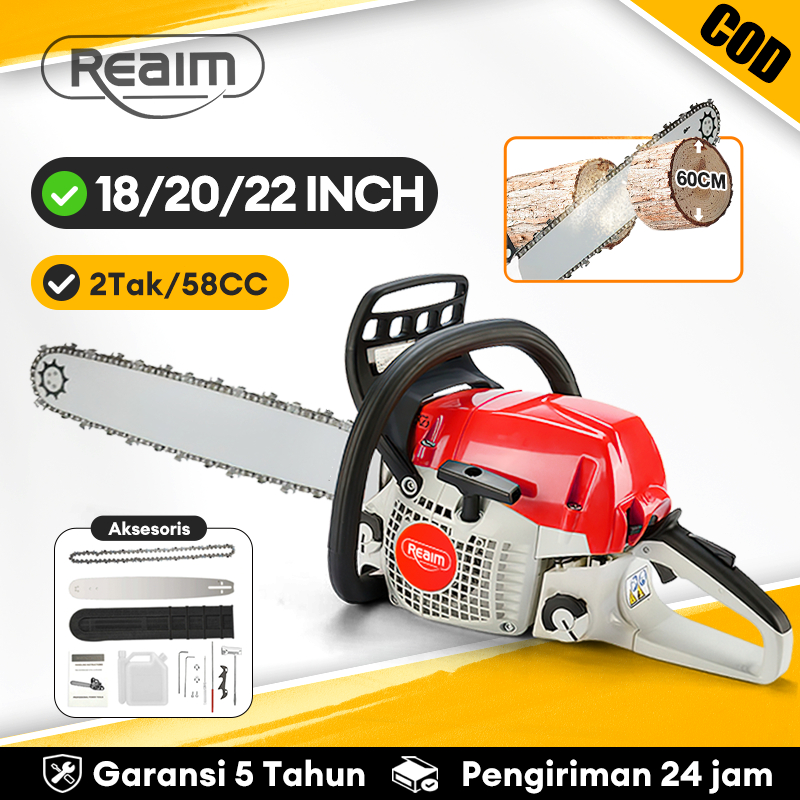 REAIM Sinso Senso Mesin Potong Kayu Senso Chainsaw 20/22 Inch sinso 58CC Gergaji Kayu senso Gergaji 