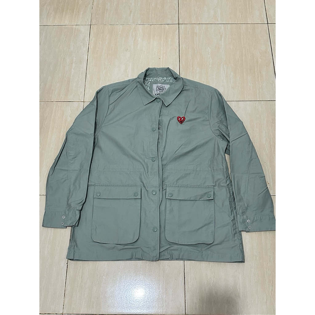 Keith Haring Original Coach Jacket Olive Green Bordir Heart Logo Size 105 / XL
