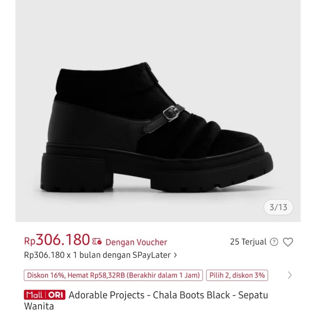 PRELOVED ADORABLE PROJECTS - CHALA BOOTS BLACK - SEPATU