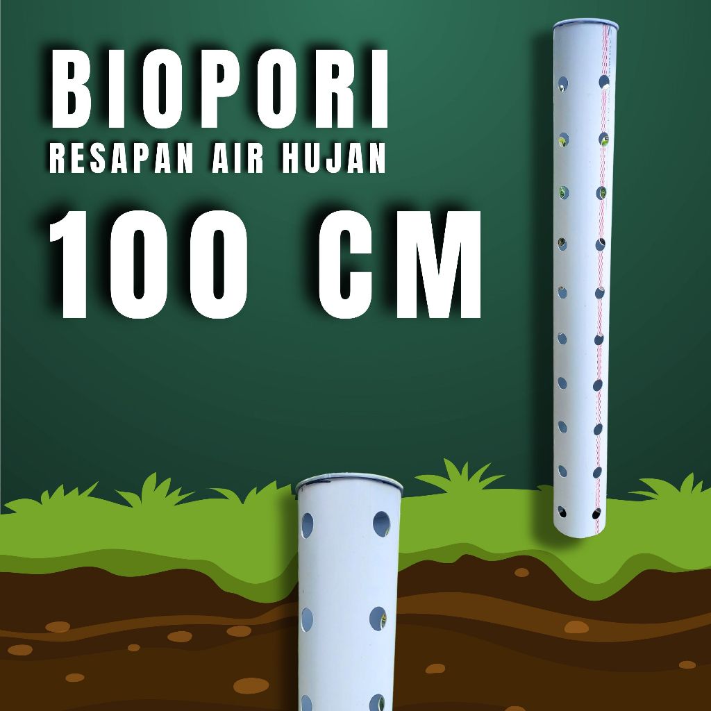 100 CM | Pipa Biopori PVC 4 Inch dengan Tutup Resapan Air untuk Rumah
