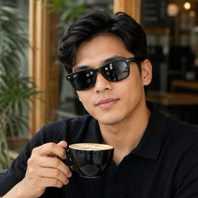 Kacamata WF Wayfarer Hitam Kacamata Pria WF Murah Engsel Besi Anti UV Matahari