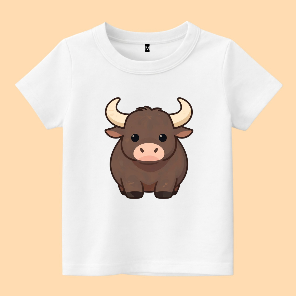 baju kaos anak gambar Kerbau lucu