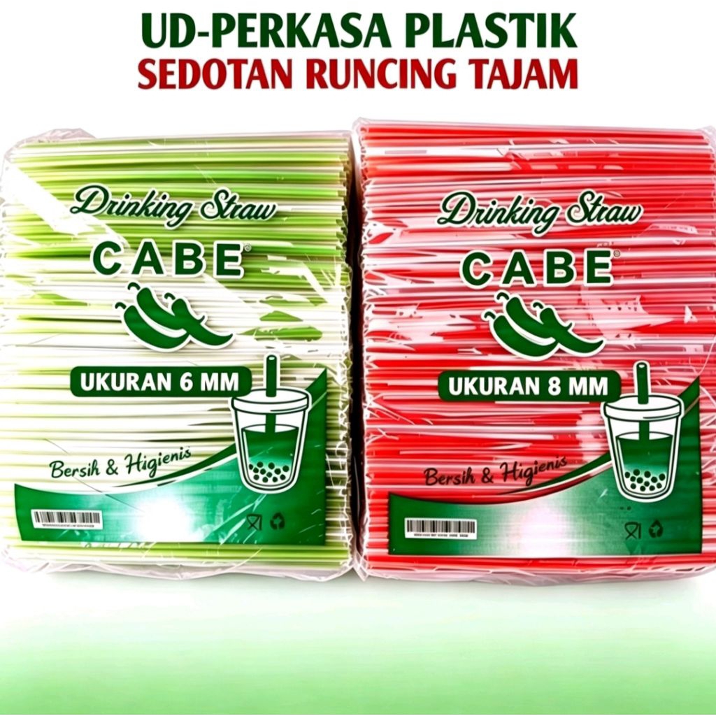 Sedotan Runcing Salur 6mm Dan 8mm Runcing Lancip Merek Cabe
