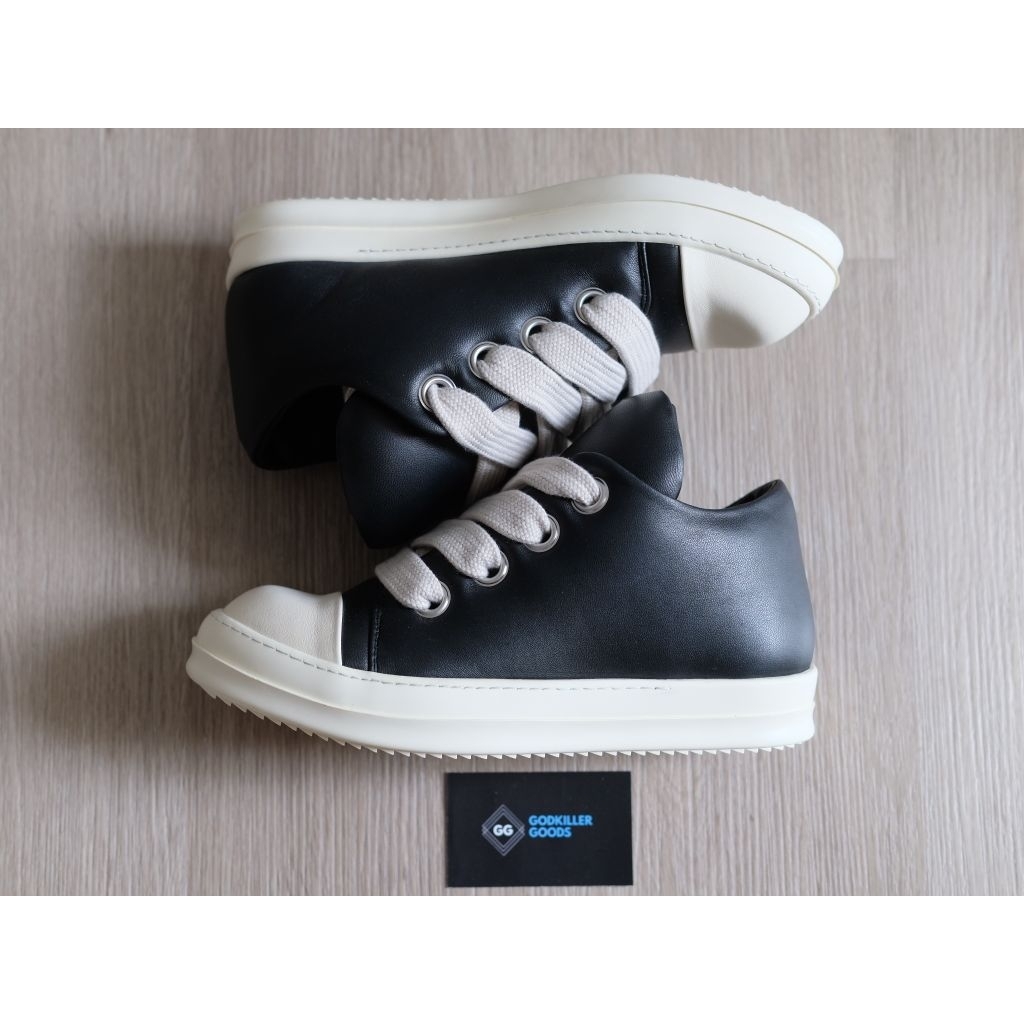Rick Owens DRKSHDW Jumbo Lace Puffy Leather Ramones Sneaker Low Top Black