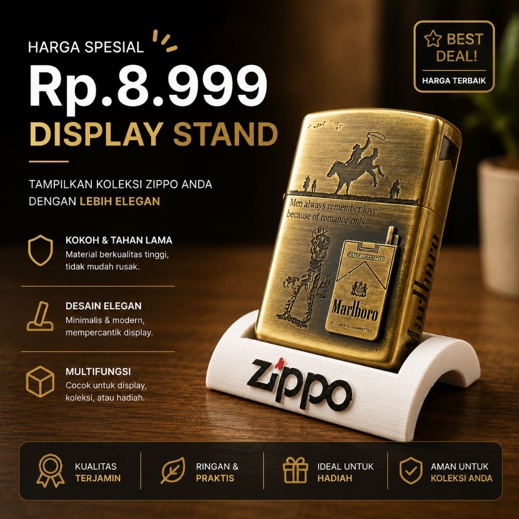 Stand Korek Zippo Premium - Dudukan Display Zippo Akrilik Style/Holder Zippo / Holder Zippo Eksklusi