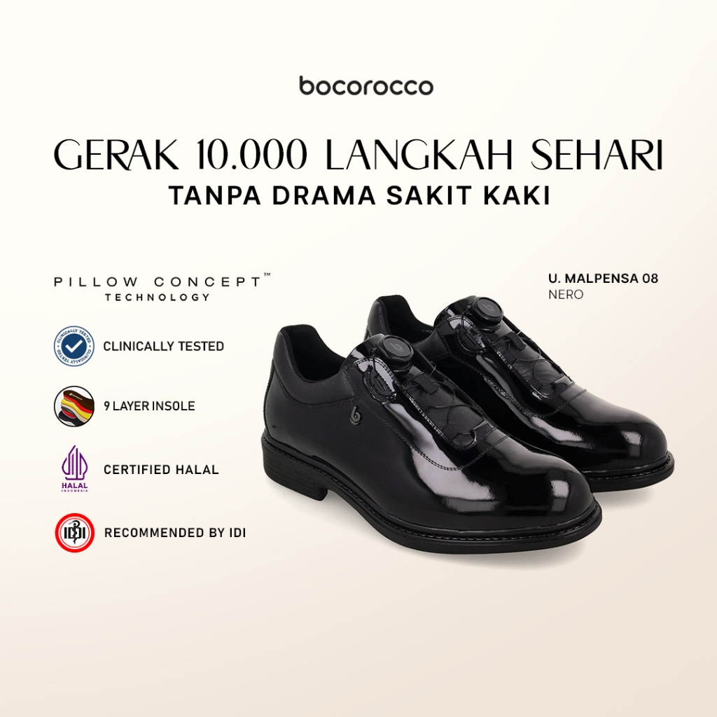 Bocorocco U. Malpensa 08 Nero - Sepatu Pantofel Pria Kulit Asli