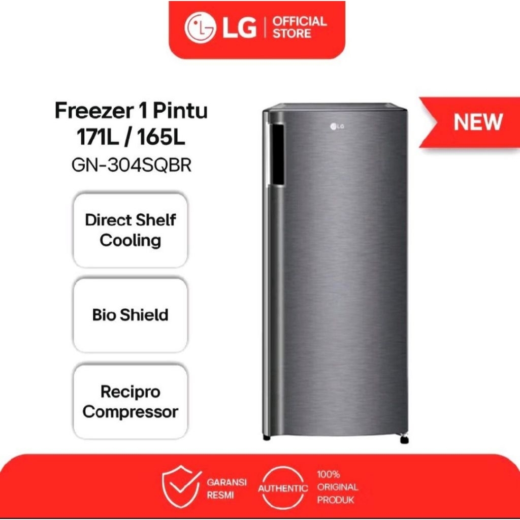 KULKAS FREEZER LG 6RAK GN-304SQBR 171L/165L KULKAS LG 6 RAK