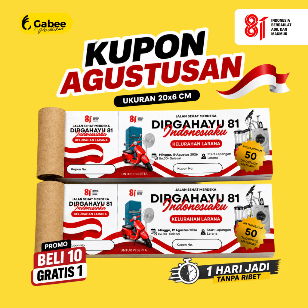 KUPON UNDIAN / KARCIS  / KUPON JALAN SEHAT / TIKET