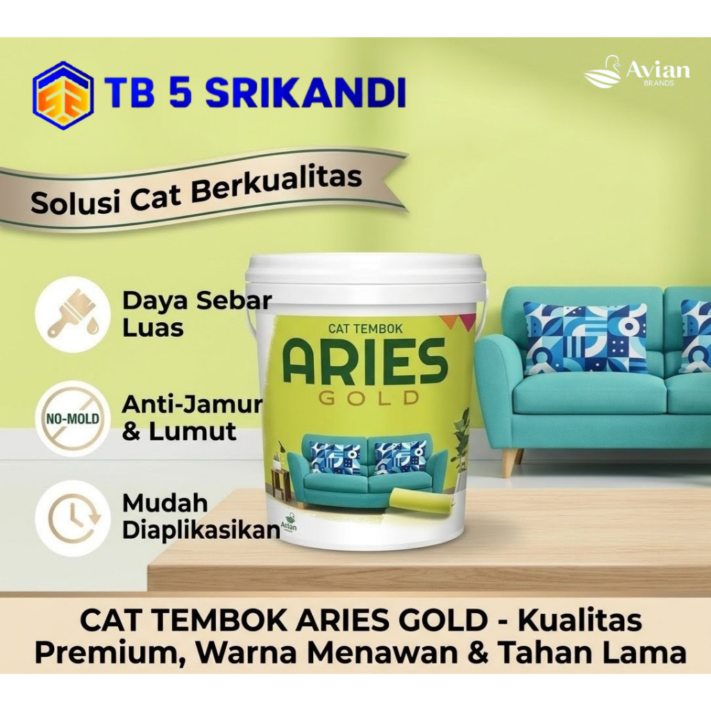 Cat Tembok Aries Gold 18 kg